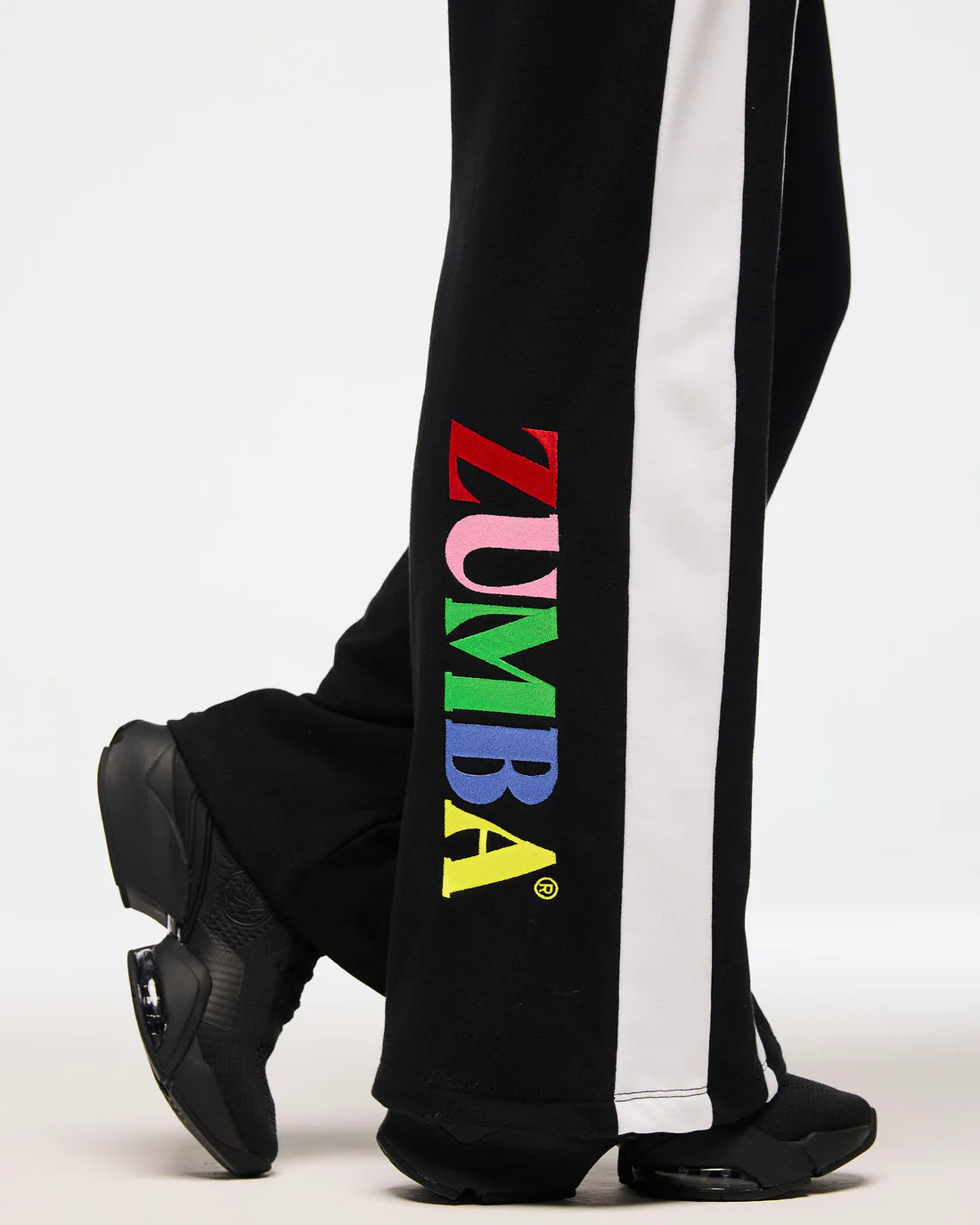 Zumba Wide Leg Sweatpants With Side Panel and Logo