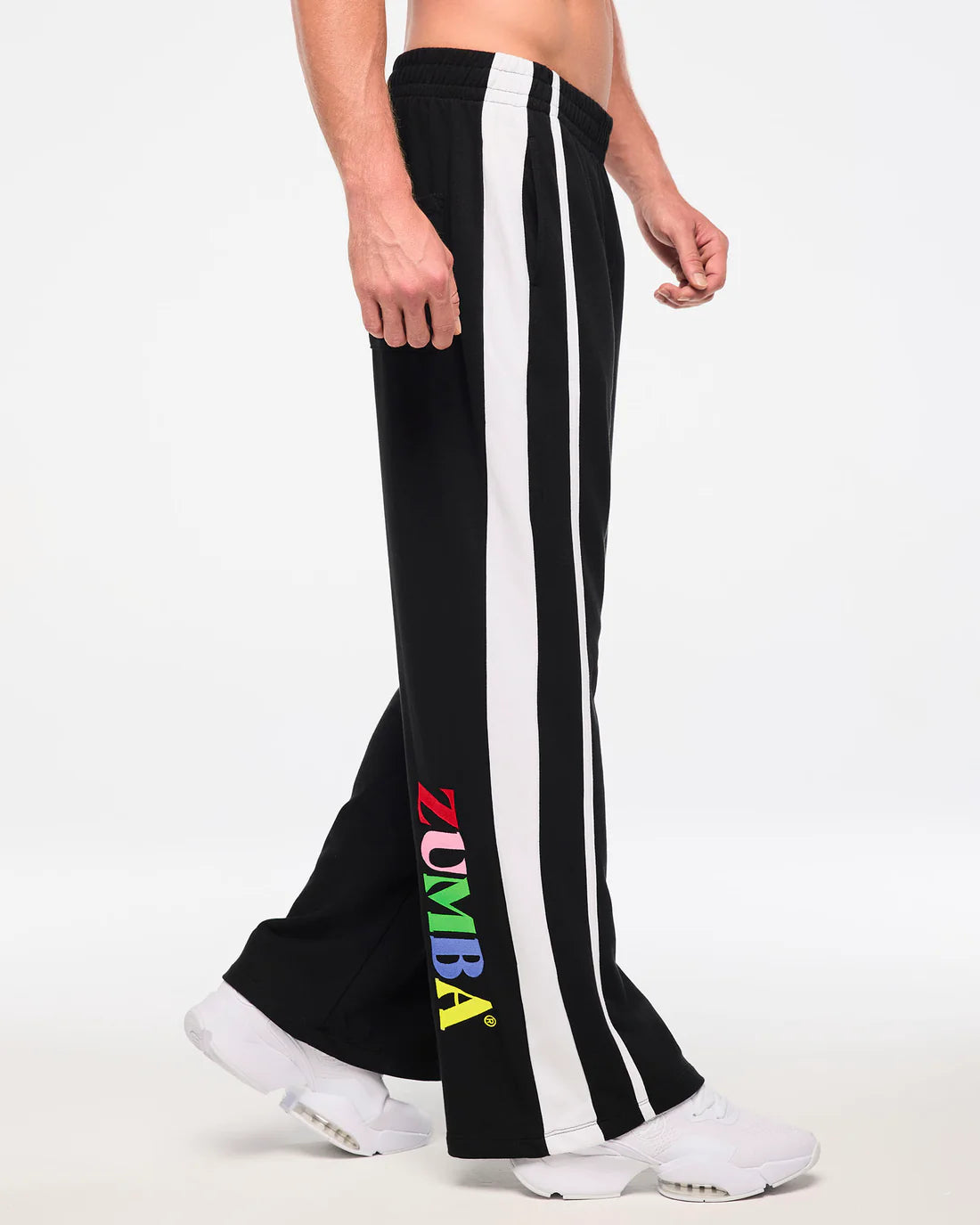 Zumba Wide Leg Sweatpants With Side Panel and Logo