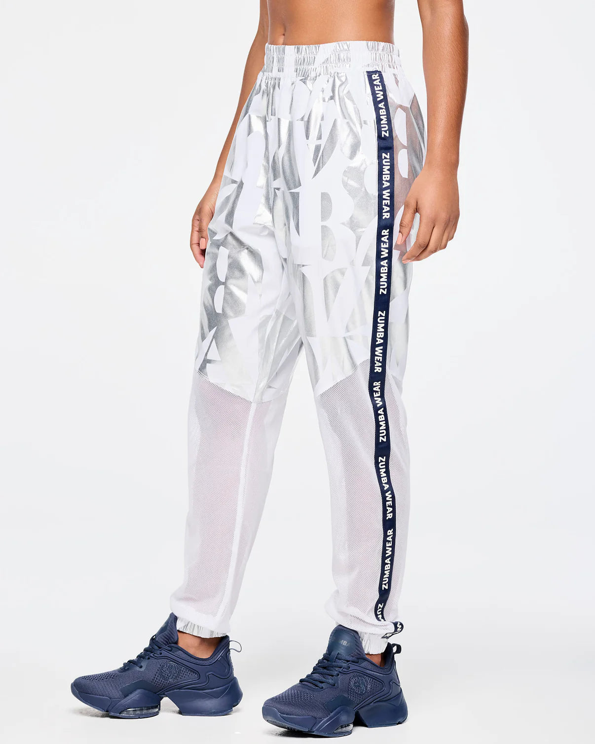 Zumba Out Loud High Waisted Woven Track Pants With Mesh