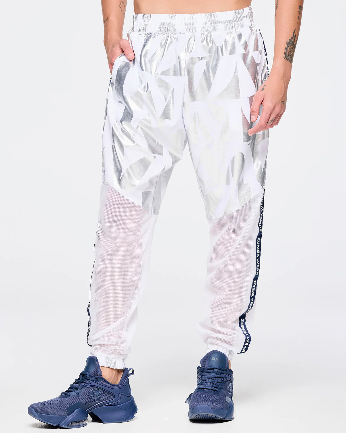 Zumba Out Loud High Waisted Woven Track Pants With Mesh