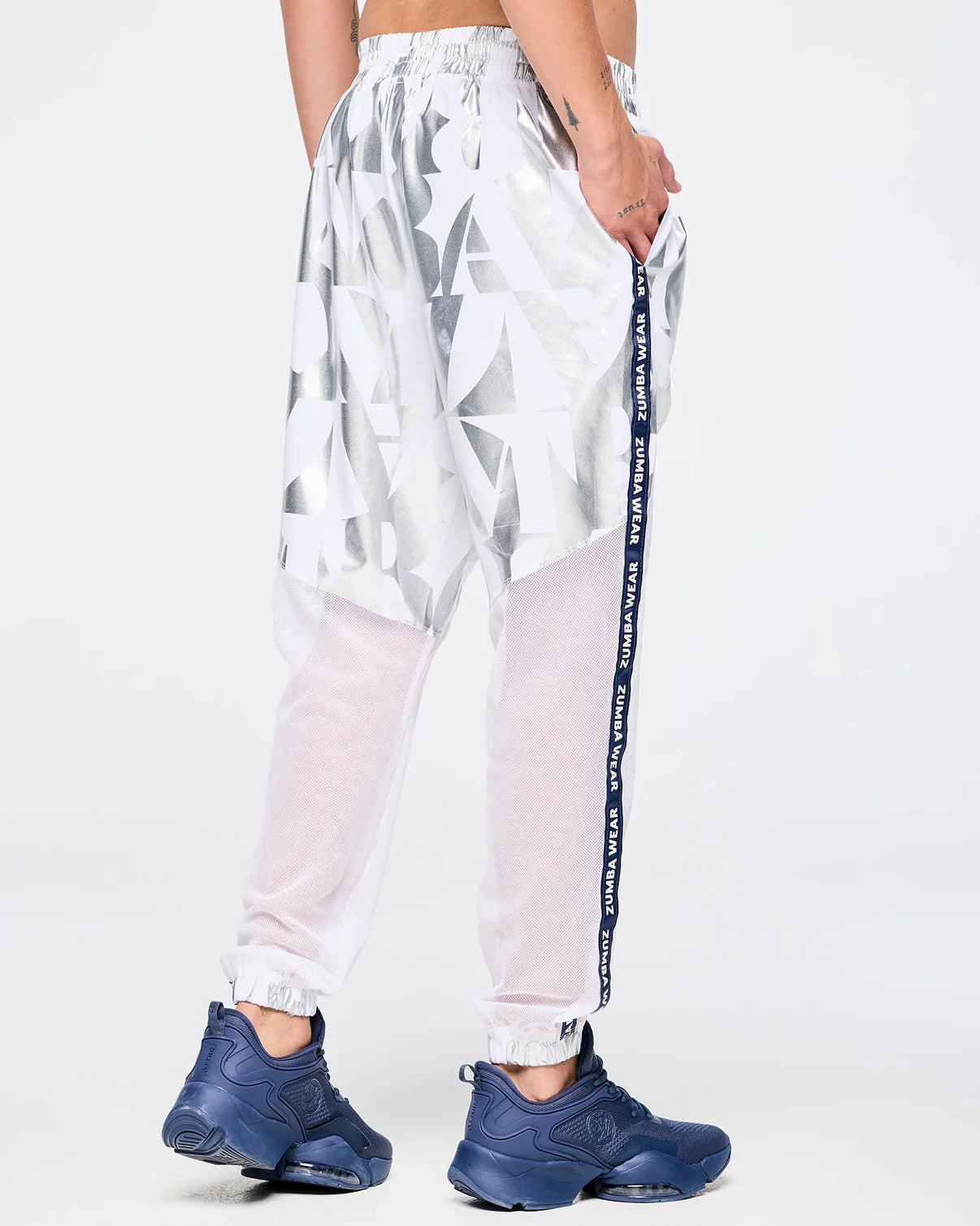Zumba Out Loud High Waisted Woven Track Pants With Mesh