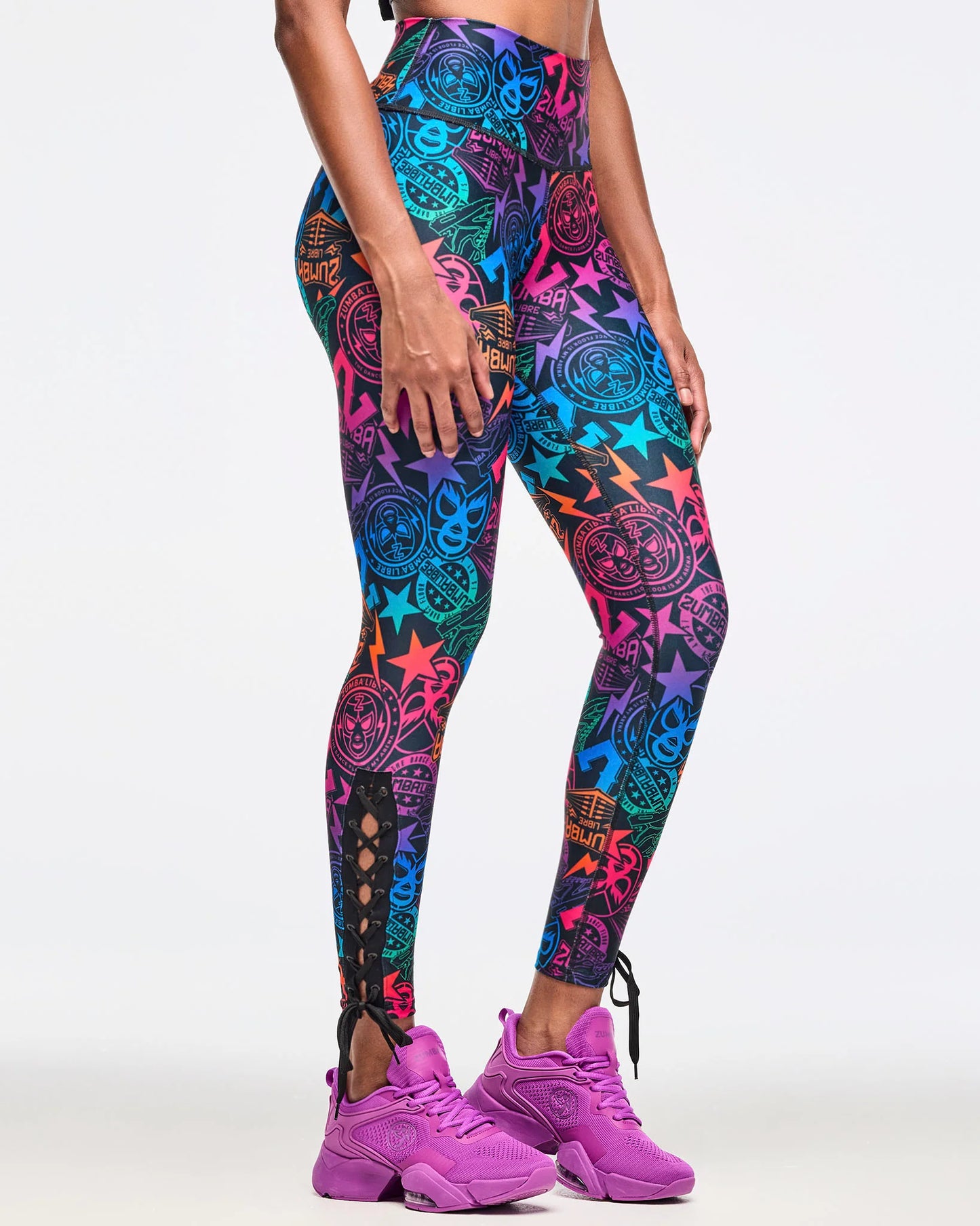 Zumba Libre High Waisted Ankle Legging With Lace Up Detail