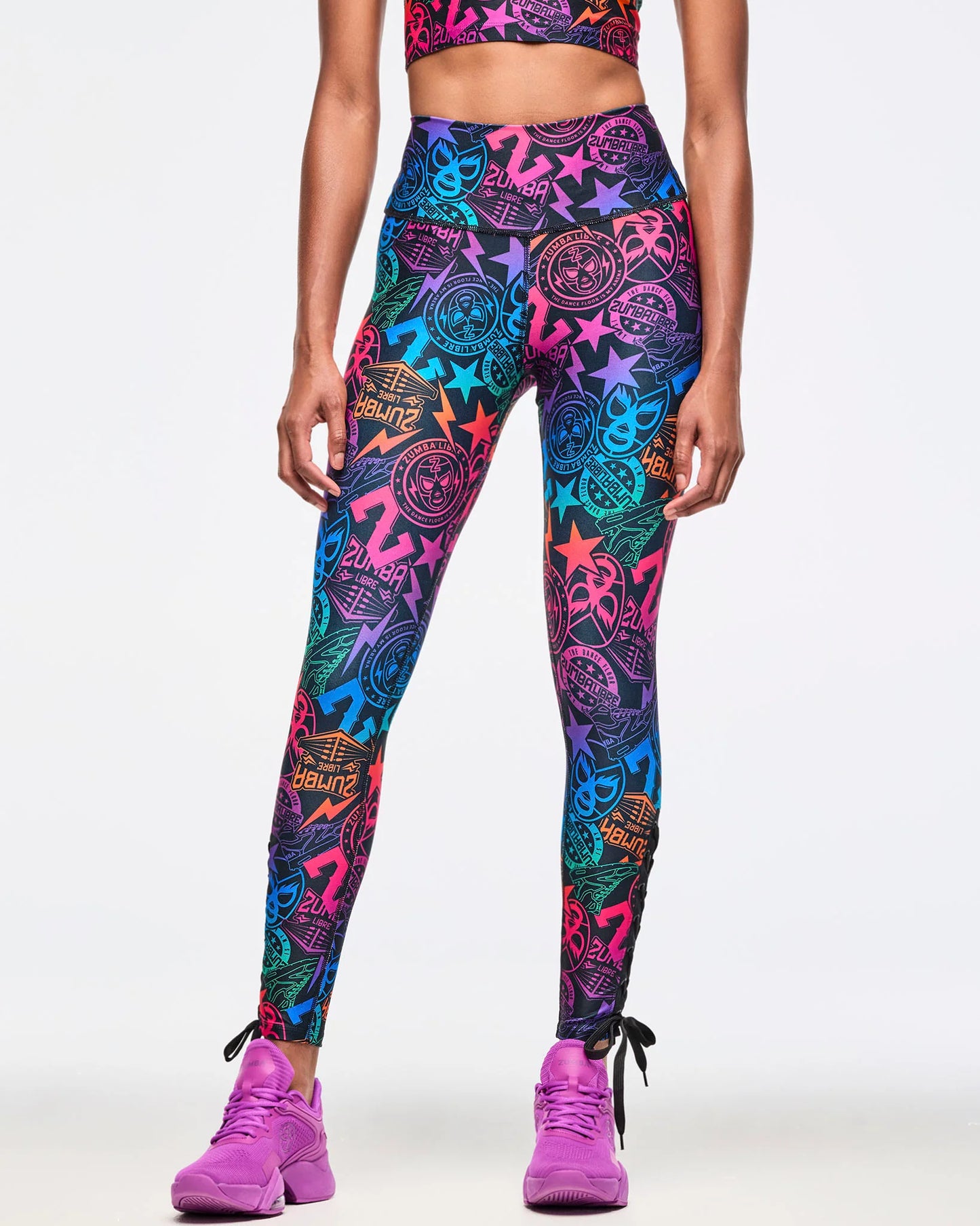 Zumba Libre High Waisted Ankle Legging With Lace Up Detail