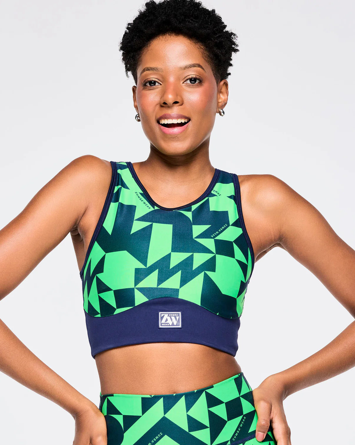 Zumba Out Loud Longline Bra - Navy/Green