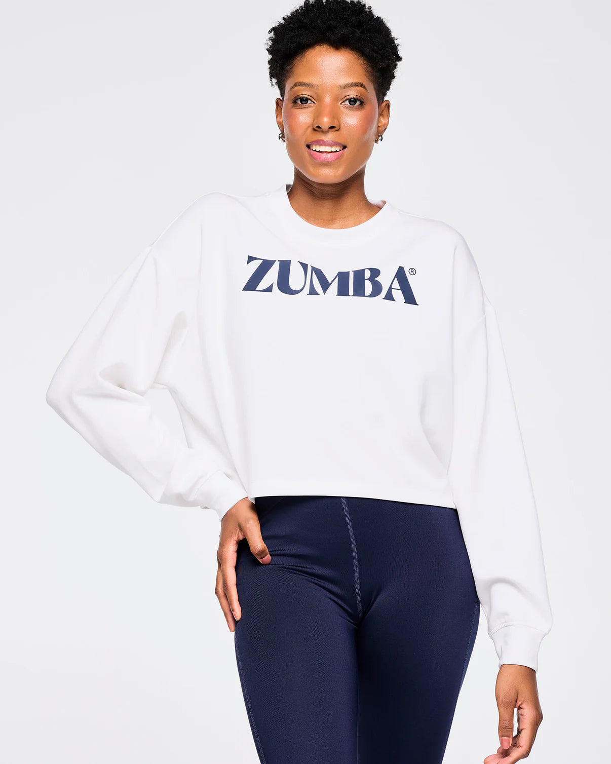 Zumba Out Loud Crew Neck Long Sleeve Oversized Crop Top
