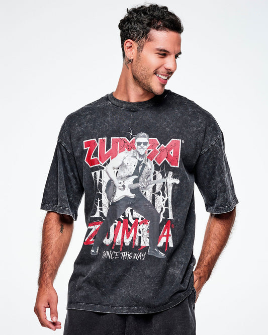 Rock ´n´ Roll Oversized Drop Shoulder Tee - Black