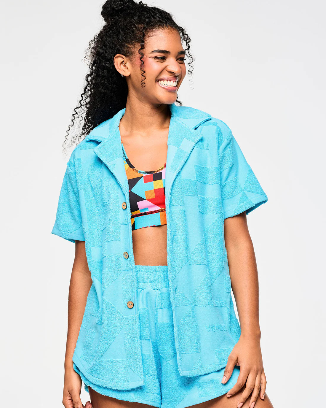 Zumba Rays Terry Button Down