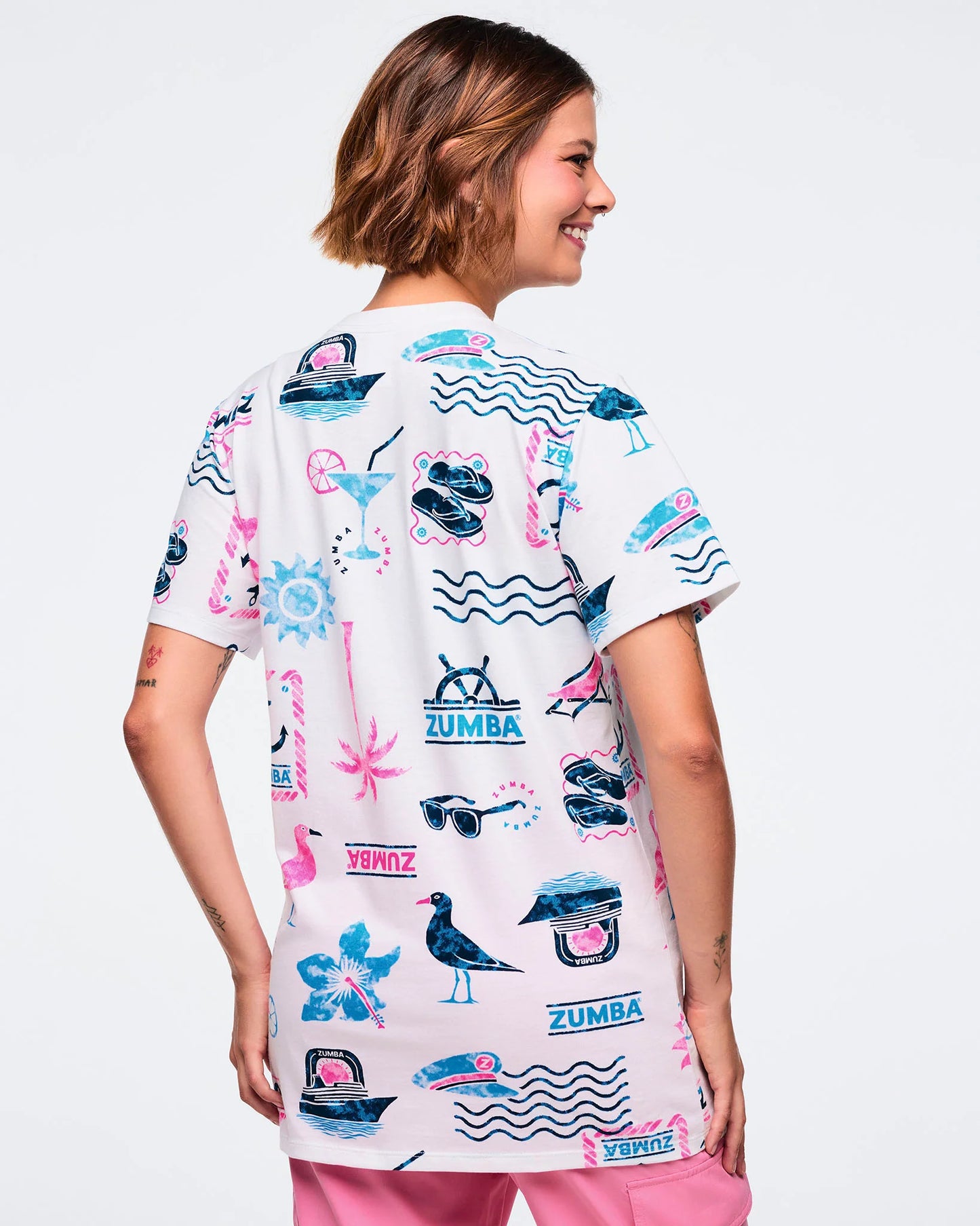 Zumba Cruise Unisex Tee - White/Blue