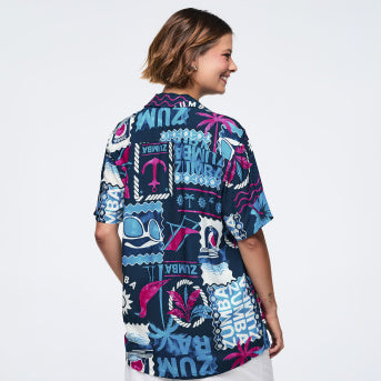 Zumba Cruise Unisex Short Sleeve Button Up
