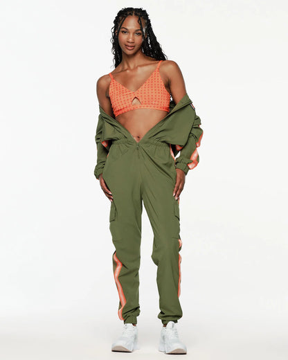 ZW X GW Mock Neck Woven Cargo Jumpsuit