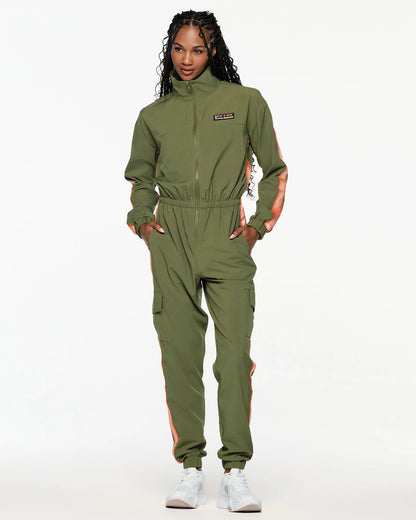 ZW X GW Mock Neck Woven Cargo Jumpsuit