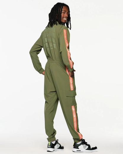 ZW X GW Mock Neck Woven Cargo Jumpsuit