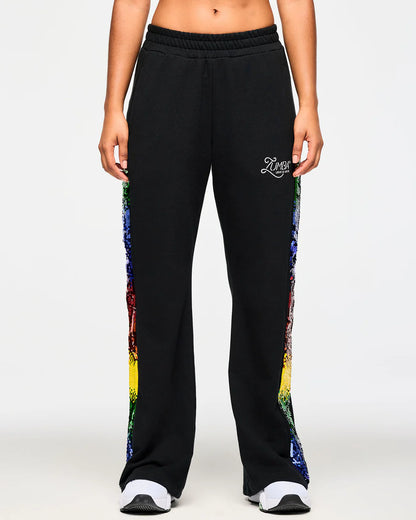 Zumba Wide Leg Sweatpants With Sequin Panels