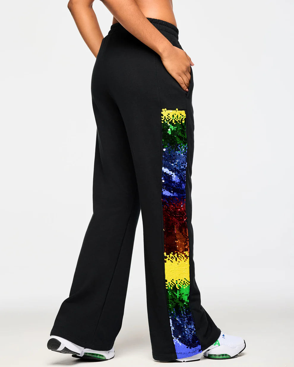 Zumba Wide Leg Sweatpants With Sequin Panels