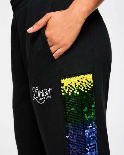 Zumba Wide Leg Sweatpants With Sequin Panels