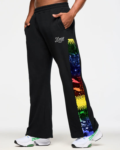 Zumba Wide Leg Sweatpants With Sequin Panels