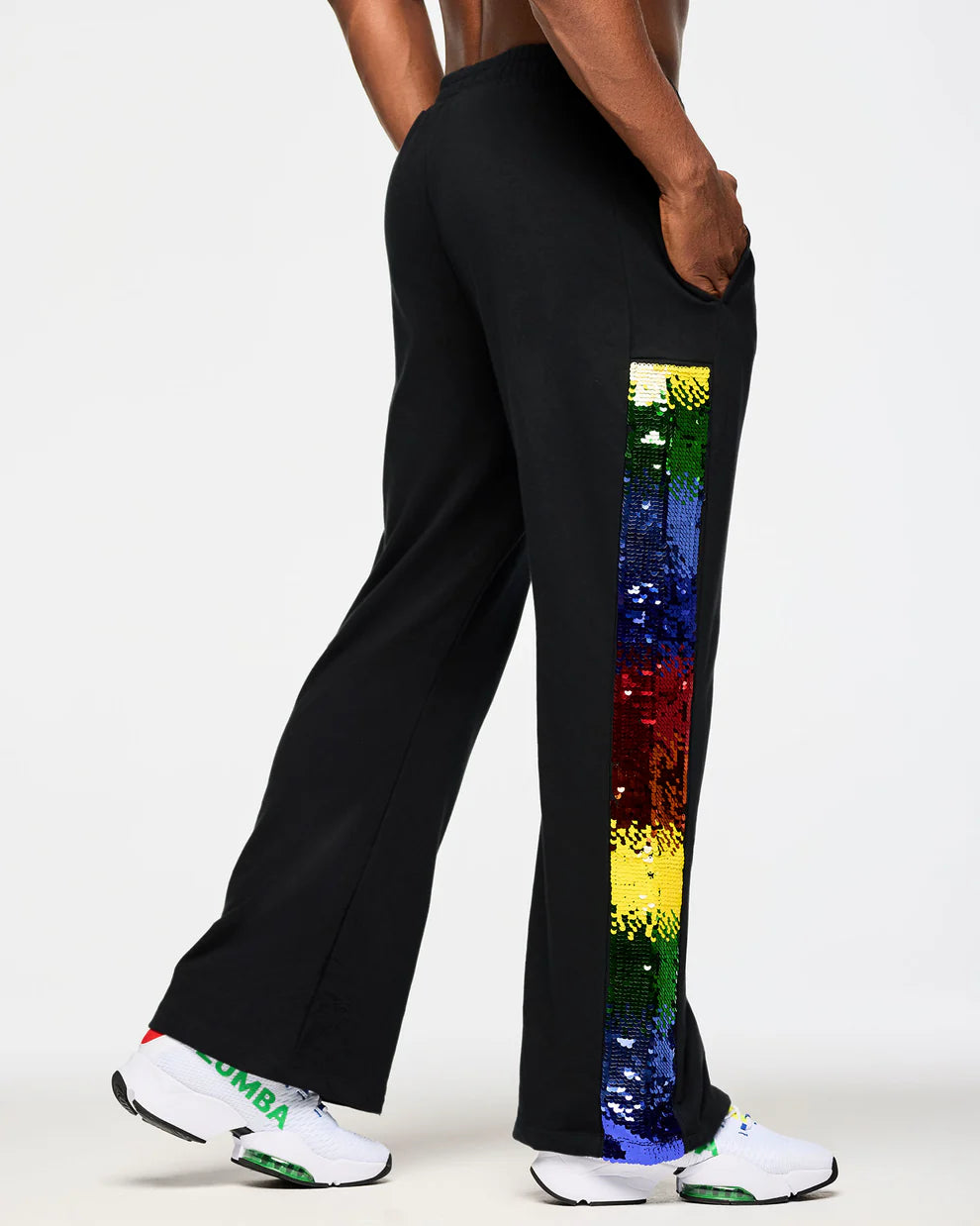 Zumba Wide Leg Sweatpants With Sequin Panels