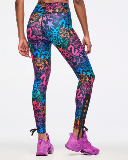 Zumba Libre High Waisted Ankle Legging With Lace Up Detail