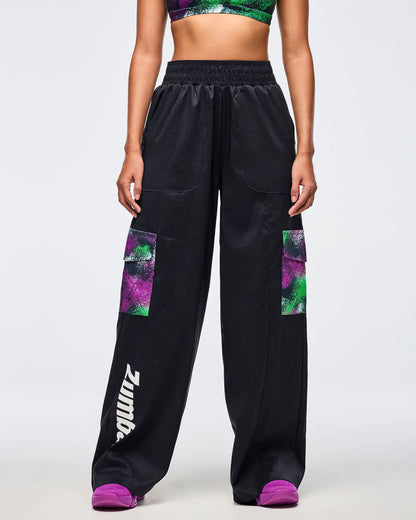 Apres Zumba Wide Leg Woven Cargo Pants