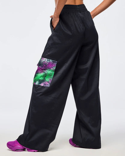 Apres Zumba Wide Leg Woven Cargo Pants