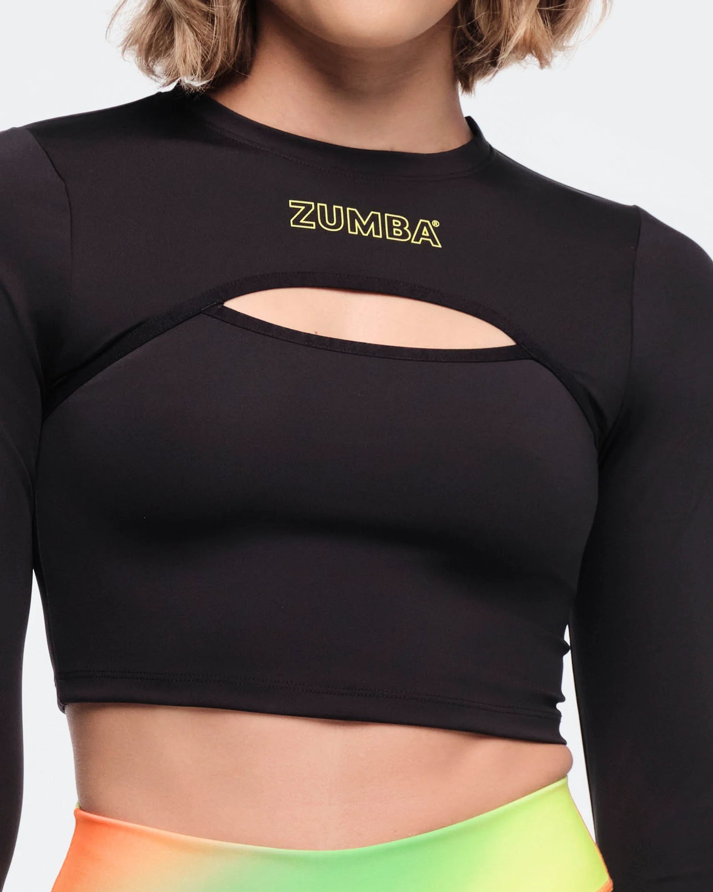 Funscape Long Sleeve Crew Neck Crop Top