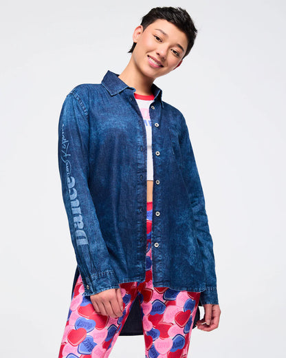 Zumba Love High-Low Button Down