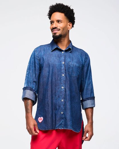 Zumba Love High-Low Button Down