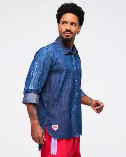 Zumba Love High-Low Button Down