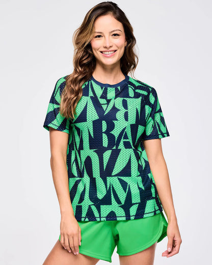 Zumba Out Loud Mesh Crew Neck Top