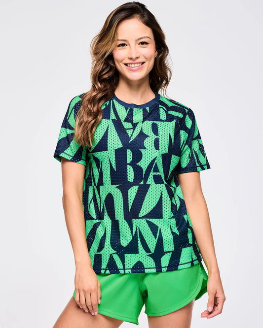 Zumba Out Loud Mesh Crew Neck Top