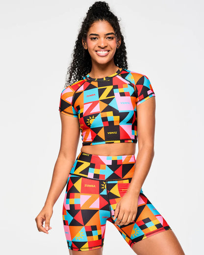 Zumba Rays Cap Sleeve Crop Top