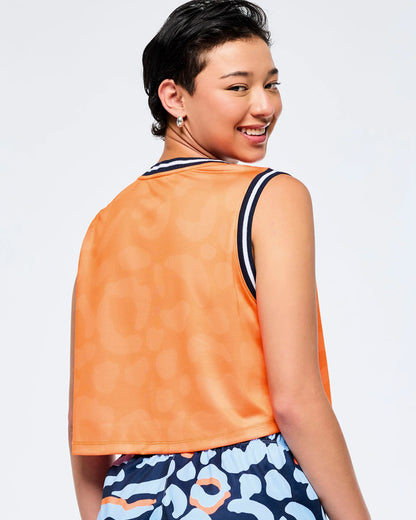 Victory Crop Loose Tank With Crossover Neck