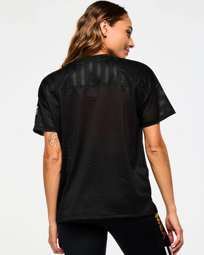Victory V-Neck Mesh Top With Yoke