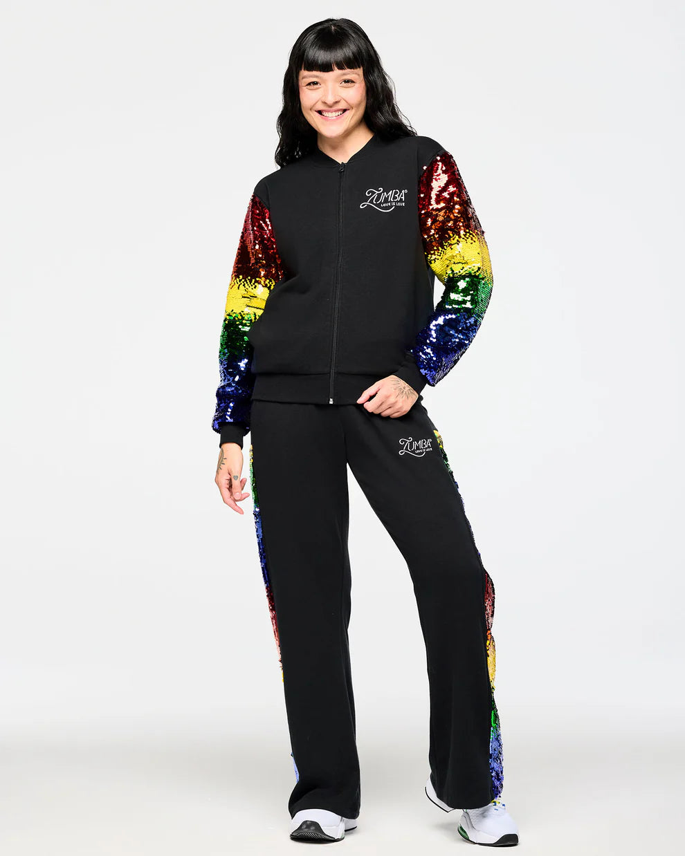 Zumba Bomber Jacket With Sequin Sleeves