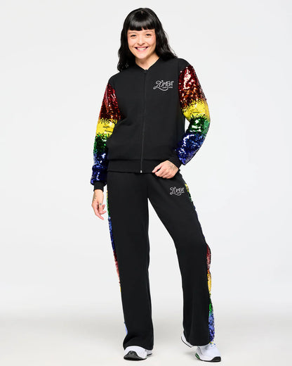Zumba Bomber Jacket With Sequin Sleeves