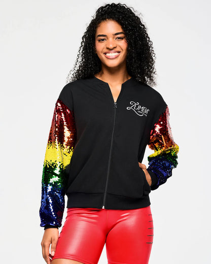 Zumba Bomber Jacket With Sequin Sleeves