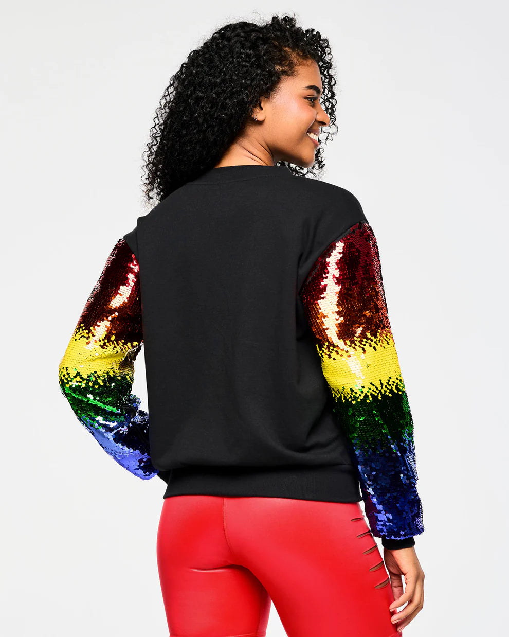Zumba Bomber Jacket With Sequin Sleeves