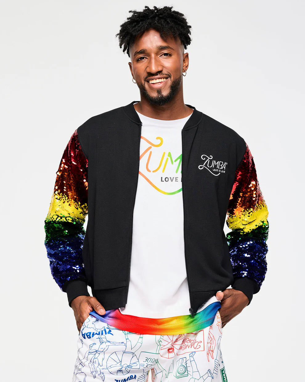 Zumba Bomber Jacket With Sequin Sleeves