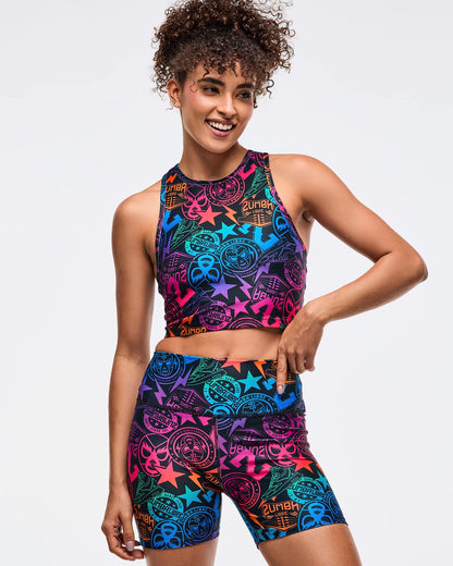 Zumba Libre High Neck Crop Tank With Back Details
