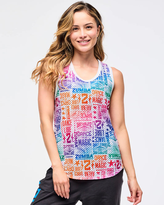 Zumba Libre Basketball Tank - White/Pink