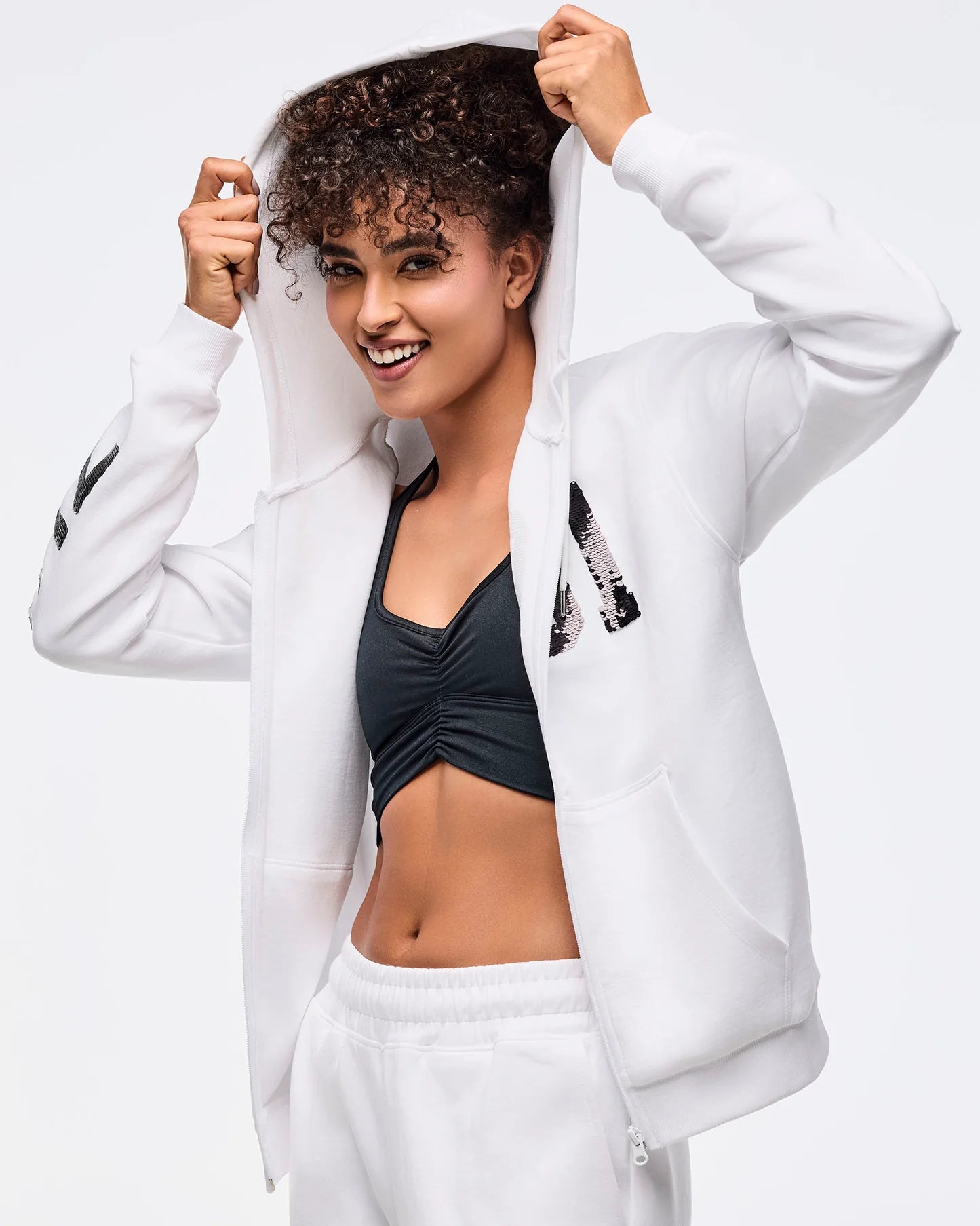 Zumba Sparkle Oversized Zip-Up Hoodie