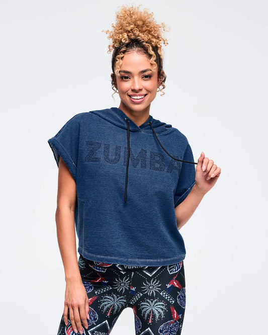 Latin Movement Short Sleeve Crop Pullover Hoodie