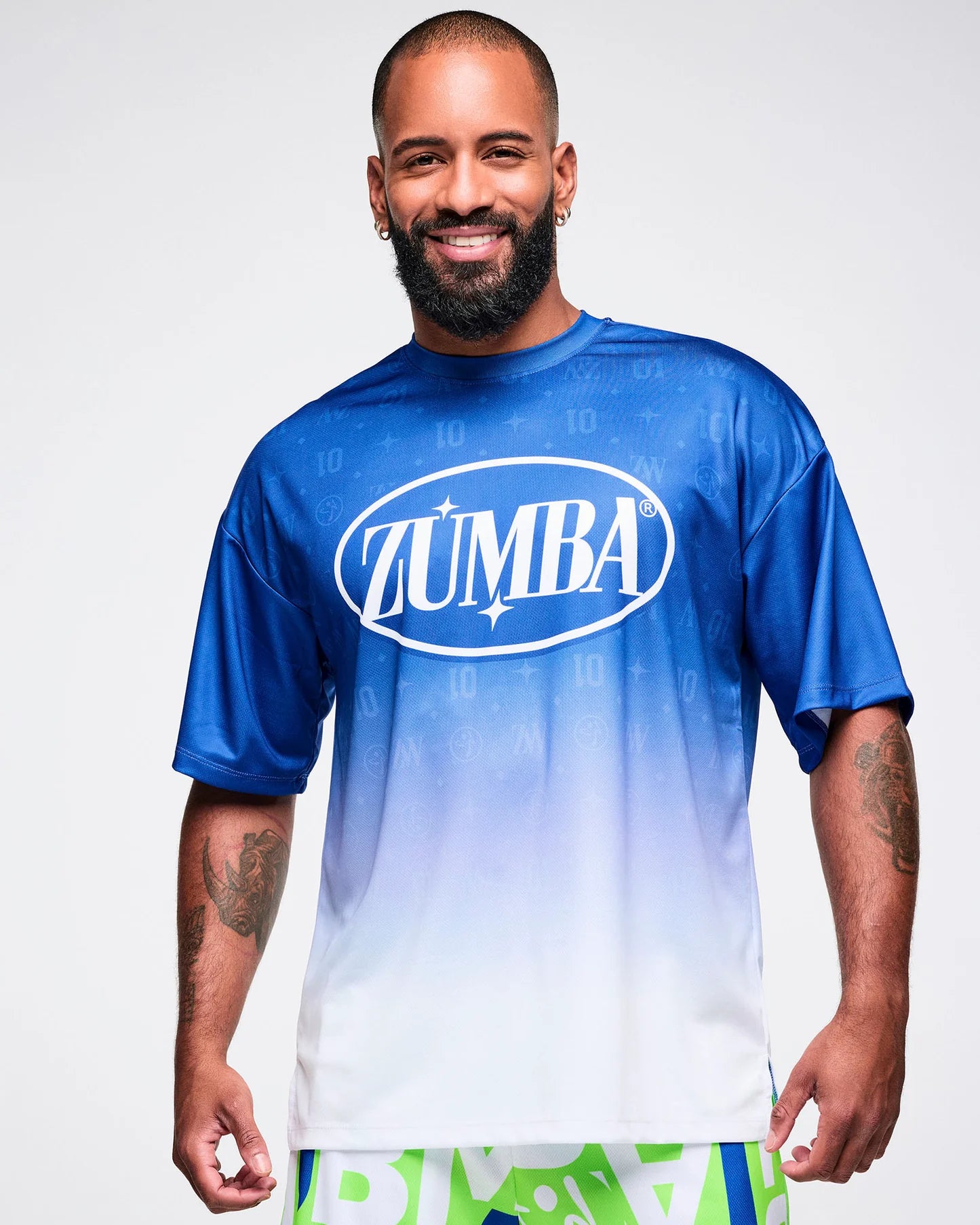 Dale-Z Oversized Drop Shoulder Tee - Blue/White