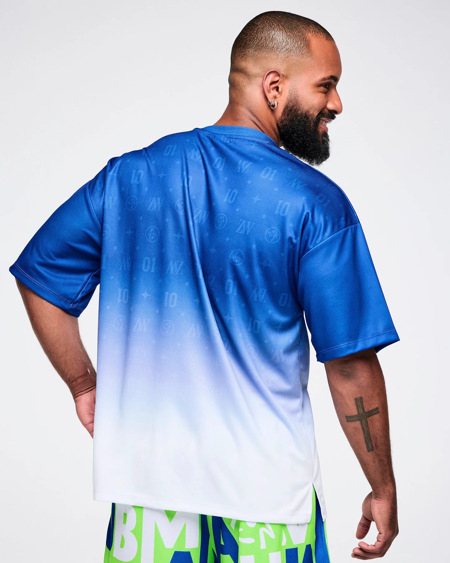 Dale-Z Oversized Drop Shoulder Tee - Blue/White