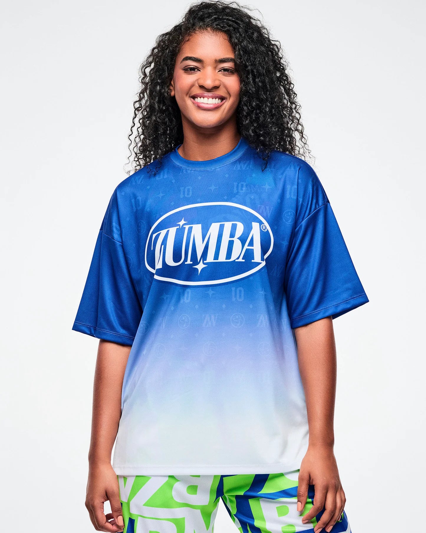 Dale-Z Oversized Drop Shoulder Tee - Blue/White