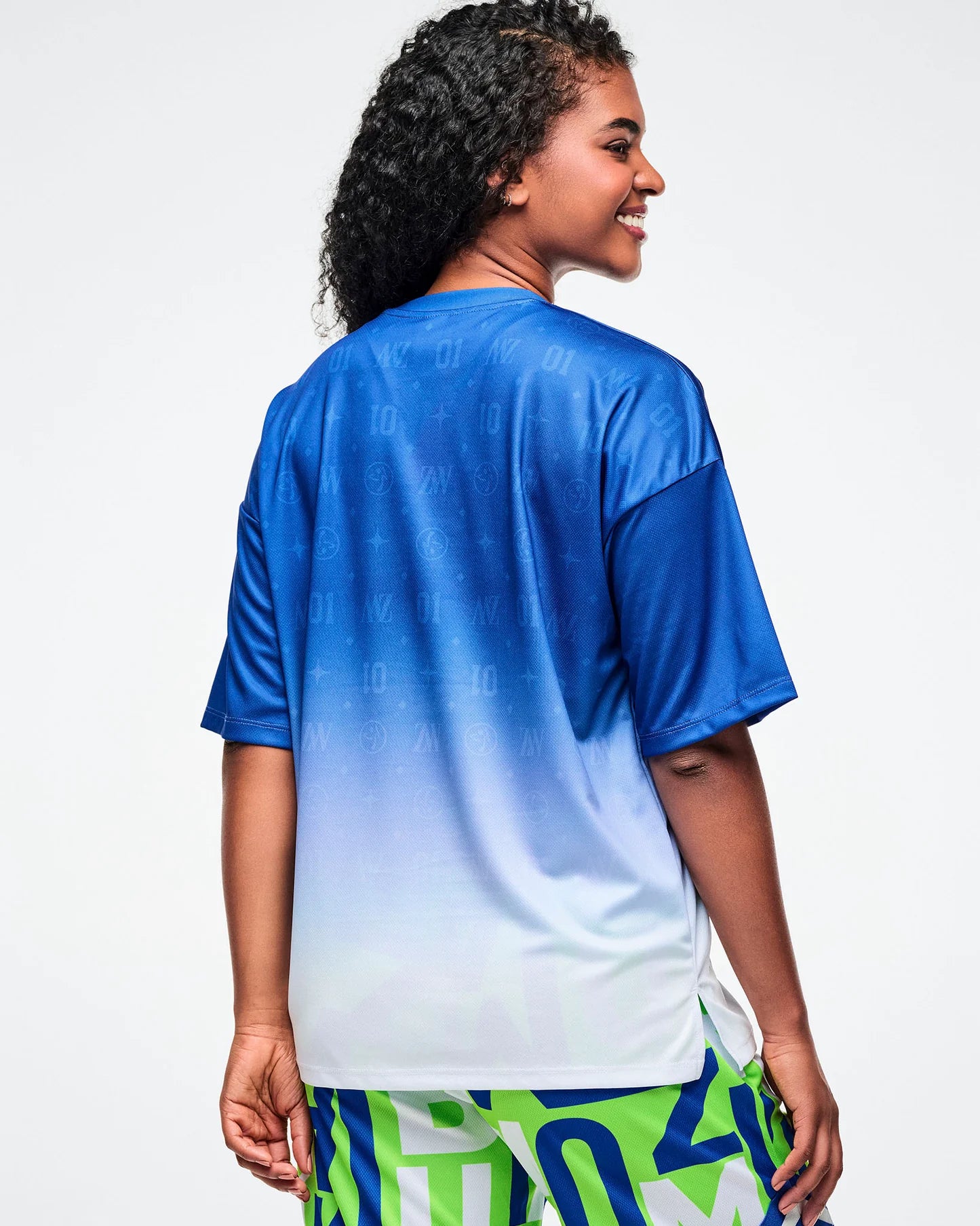 Dale-Z Oversized Drop Shoulder Tee - Blue/White