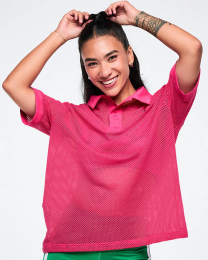 Color Spree Oversized Mesh Polo