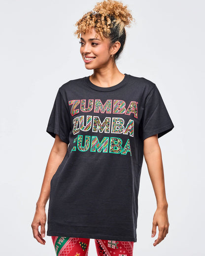 Zumba Holiday Crew Neck Tee - Black