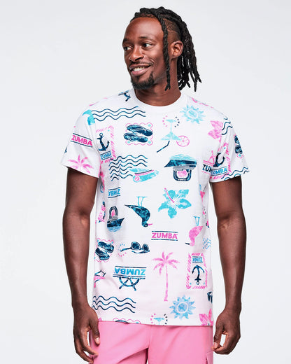 Zumba Cruise Unisex Tee - White/Blue