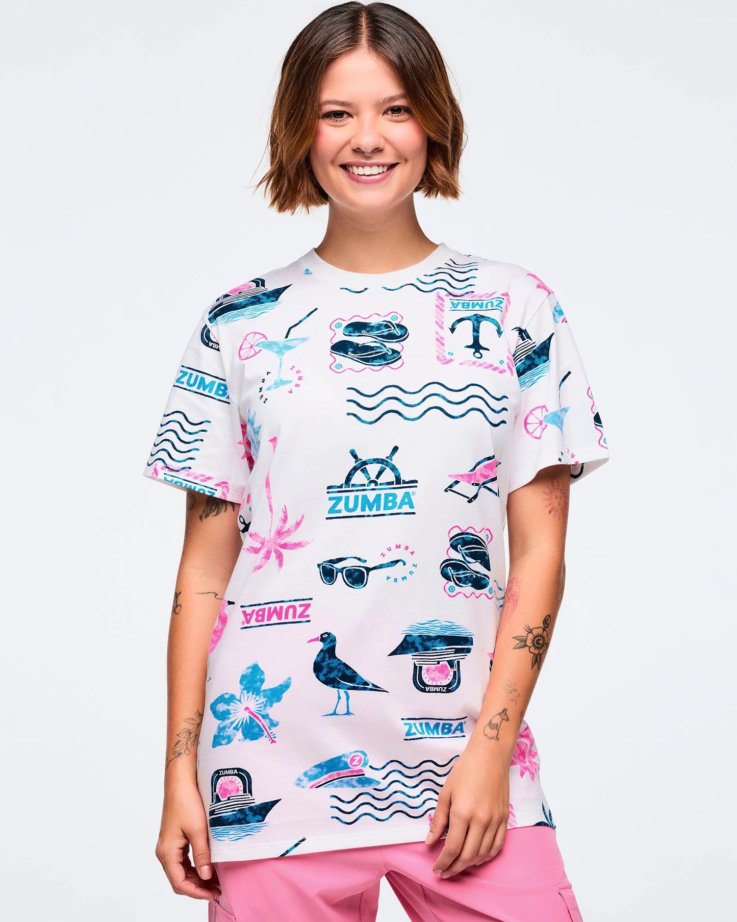 Zumba Cruise Unisex Tee - White/Blue